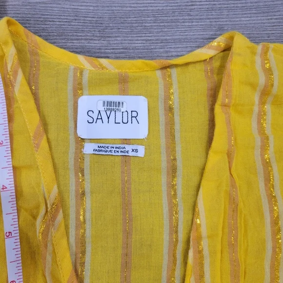 Saylor Adrianne V Neck Lined Dress Yellow Size XS - Picture 3 of 8